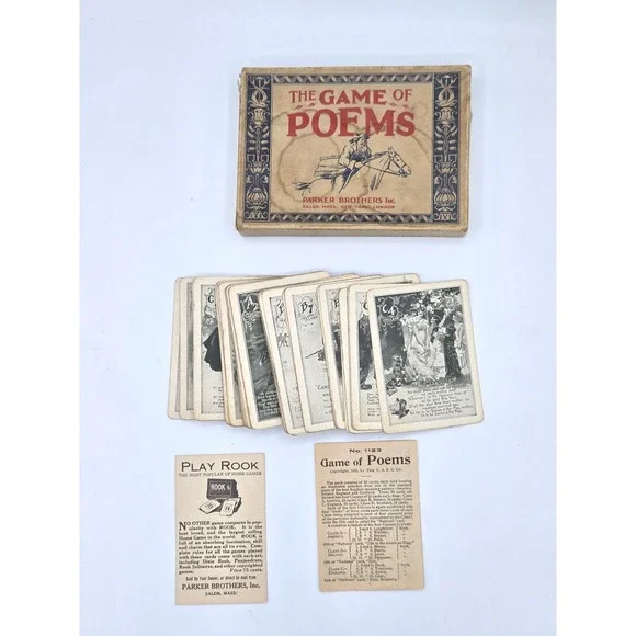 Antique 1899 Parker Brothers The Game of‎ Poems Card Game - Complete Set